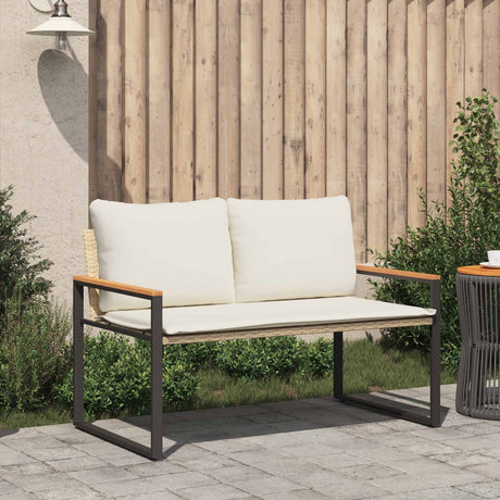 Vidaxl bank met kussen beige en crème wit 115 x 65 x 72 cm rattan