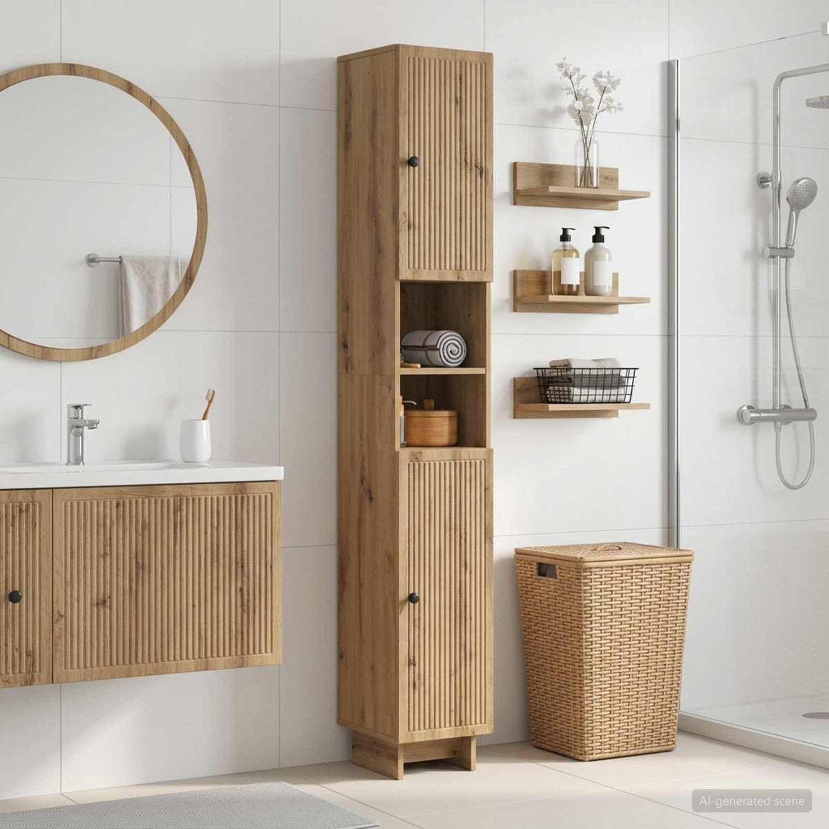 Vidaxl badkamerkast met open plank ede artisanaal eiken