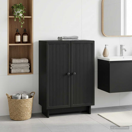 Vidaxl badkamer opbergkast ede zwart 59,5 x 31 x 80 cm bewerkt hout