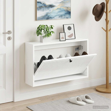 Vidaxl wandgemonteerde schoenkast ede 71 x 17 x 43 cm bewerkt hout