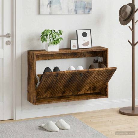 Vidaxl wandgemonteerde schoenkast ede 71 x 17 x 43 cm bewerkt hout