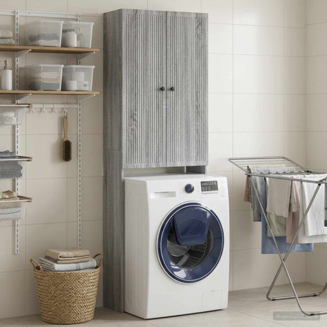 Vidaxl toiletkast ede grijs sonoma 66 x 25,5 x 190 cm bewerkt hout