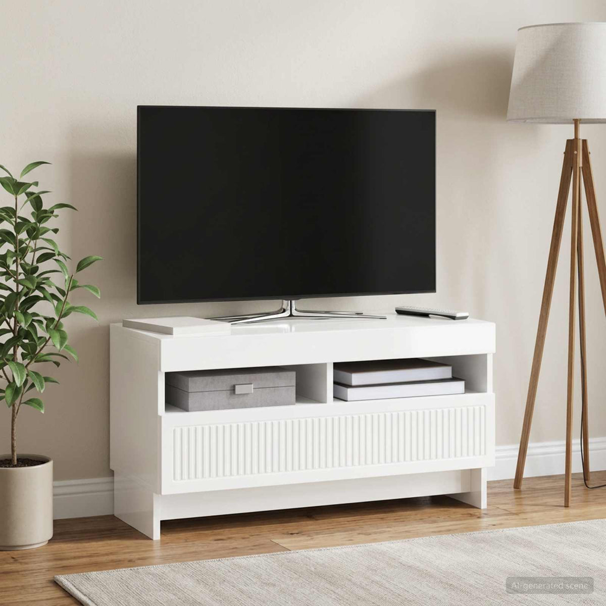 Vidaxl led tv-meubel alkmaar 81 x 35 x 43 cm hoogglans wit