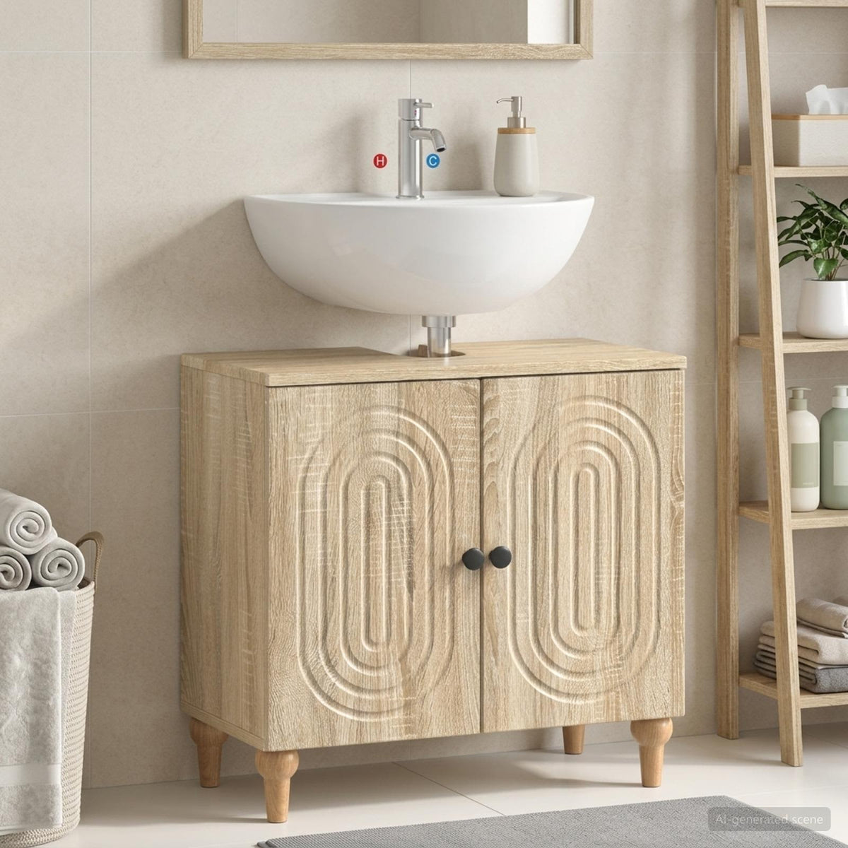 Vidaxl badkamer wastafelkast alkmaar sonoma eiken 59,5 x 31,5 x 59 cm