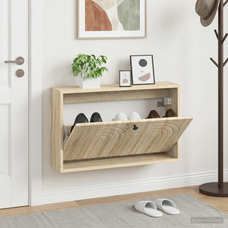 Vidaxl wandgemonteerde schoenkast alkmaar 71 x 17 x 43 cm bewerkt hout