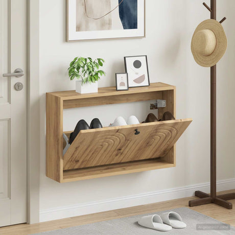 Vidaxl wandgemonteerde schoenkast alkmaar 71 x 17 x 43 cm bewerkt hout