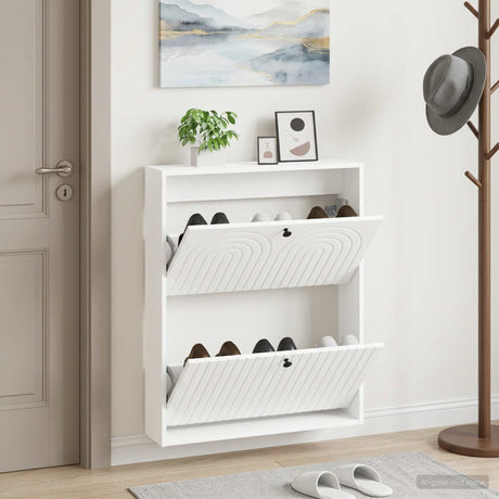 Vidaxl wandgemonteerde schoenkast alkmaar 71 x 17 x 86 cm bewerkt hout
