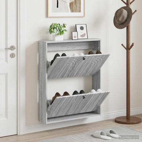 Vidaxl wandgemonteerde schoenkast alkmaar 71 x 17 x 86 cm bewerkt hout