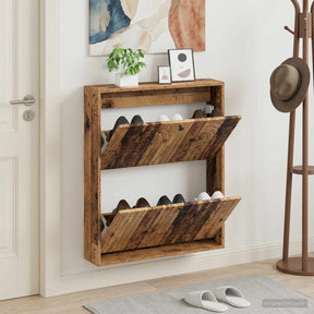 Vidaxl wandgemonteerde schoenkast alkmaar 71 x 17 x 86 cm bewerkt hout