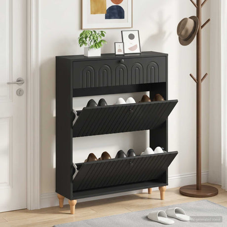 Vidaxl schoenenkast alkmaar 78 x 24 x 103 cm bewerkt hout zwart