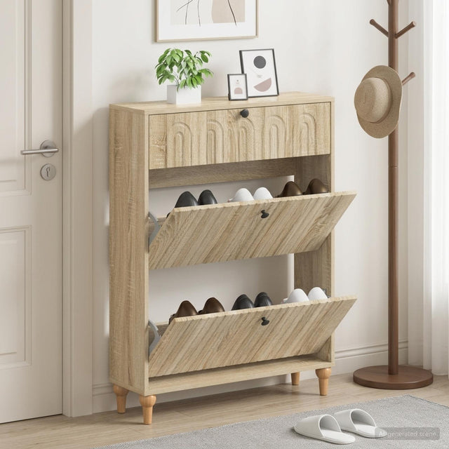 Vidaxl schoenenkast alkmaar 78 x 24 x 103 cm bewerkt hout sonoma eiken