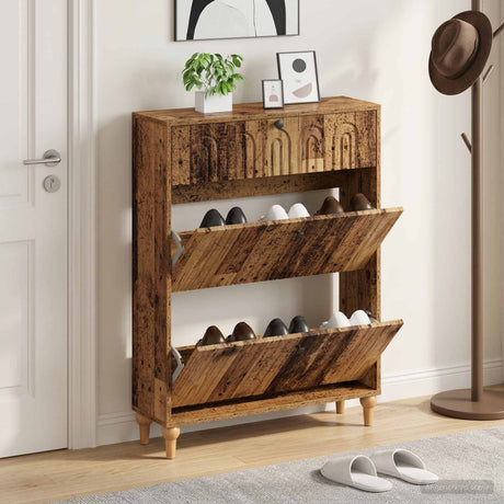 Vidaxl schoenenkast alkmaar 78 x 24 x 103 cm bewerkt hout oud hout