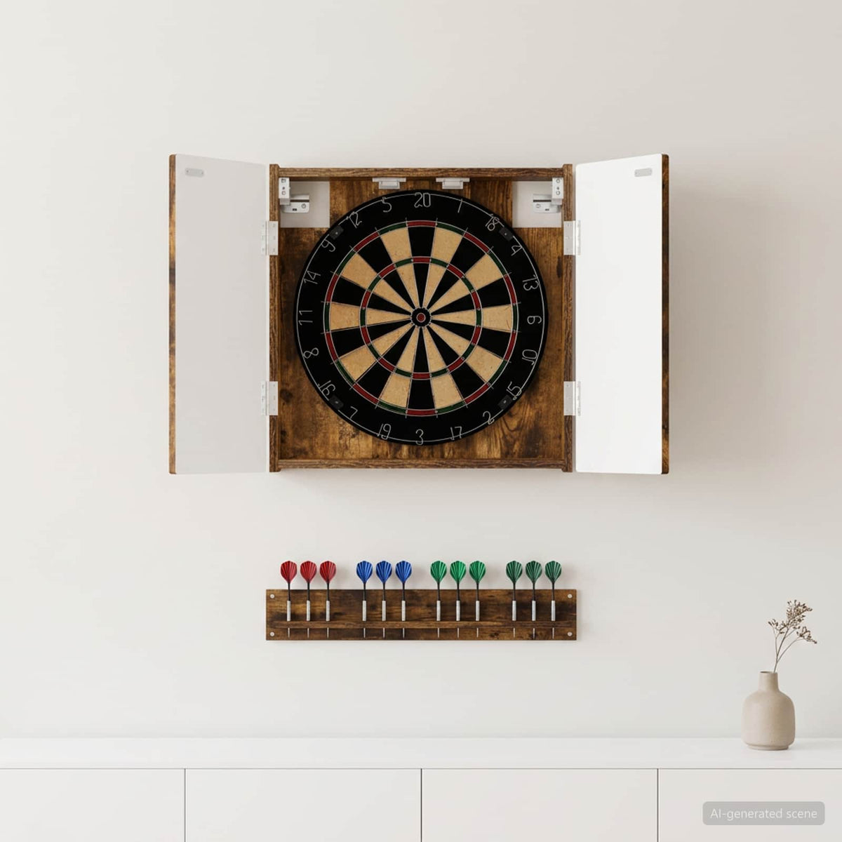 Vidaxl dartbord kabinet alkmaar gerookt eiken 52,5 x 10,5 x 53,5 cm