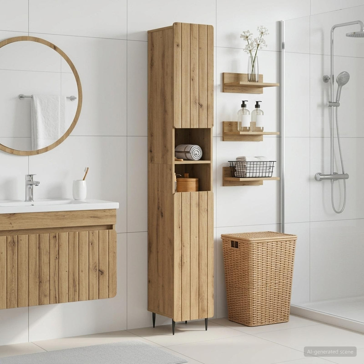 Vidaxl badkamerkast met open plank zwolle artisanaal eiken