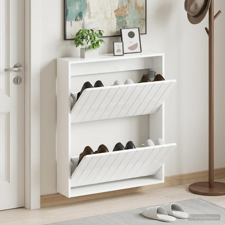 Vidaxl wandgemonteerde schoenkast zwolle 71 x 17 x 86 cm bewerkt hout