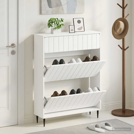 Vidaxl schoenenkast zwolle 78 x 24 x 103 cm bewerkt hout wit