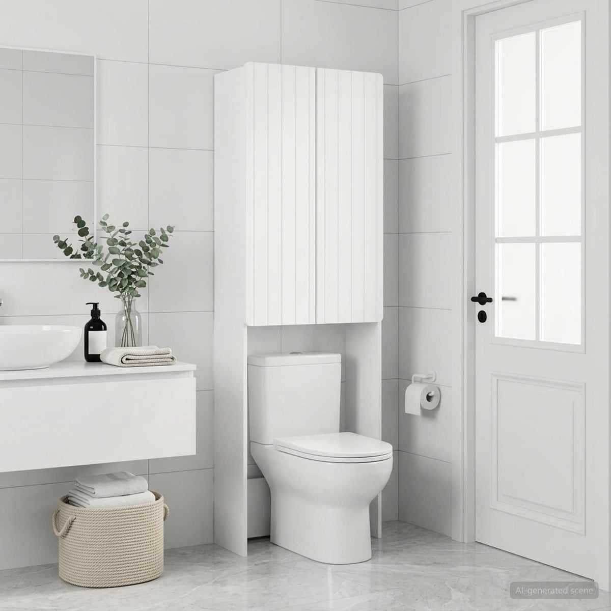 Vidaxl toiletkast zwolle wit 66 x 25,5 x 190 cm bewerkt hout