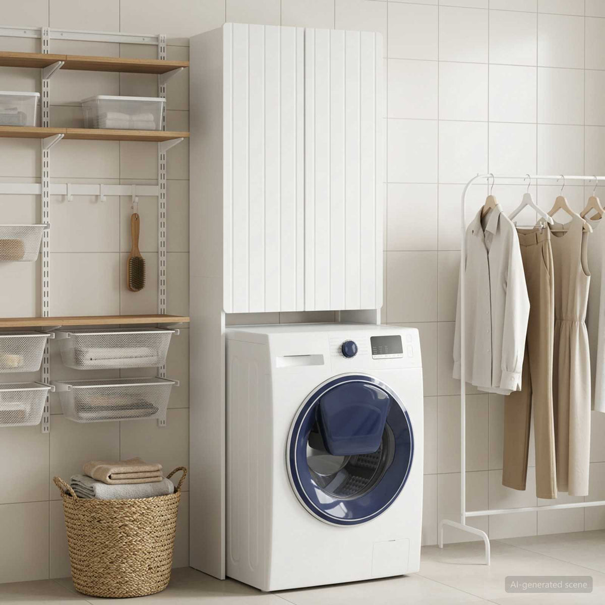 Vidaxl toiletkast zwolle hoogglans wit 66 x 25,5 x 190 cm bewerkt hout