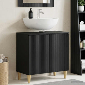 Vidaxl badkamer wastafelkast arnhem zwart 59,5 x 31,5 x 59 cm