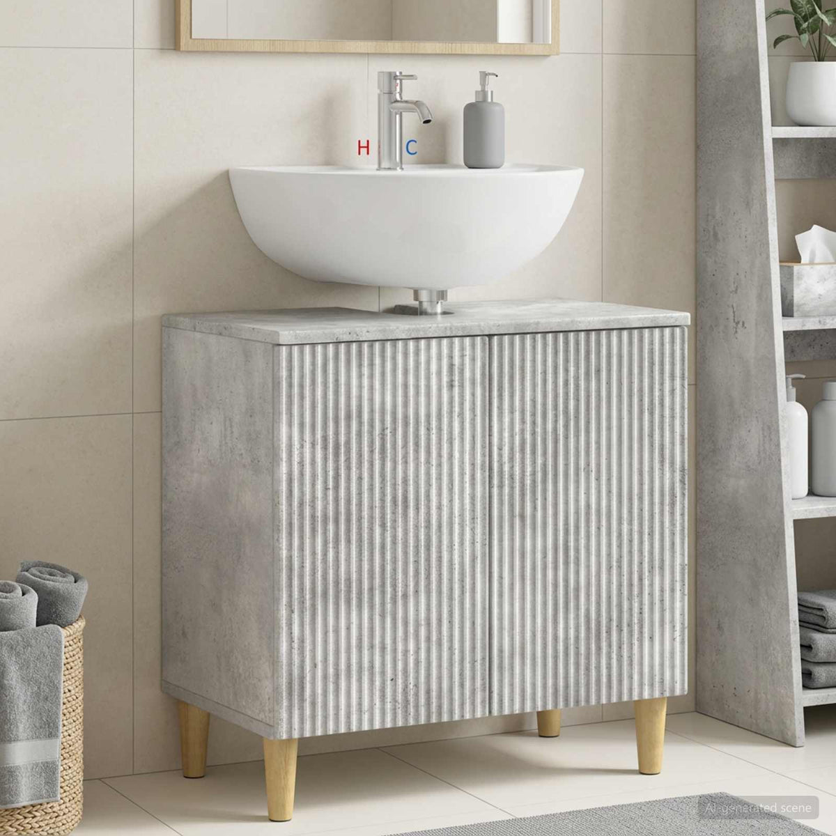Vidaxl badkamer wastafelkast arnhem betongrijs 59,5 x 31,5 x 59 cm