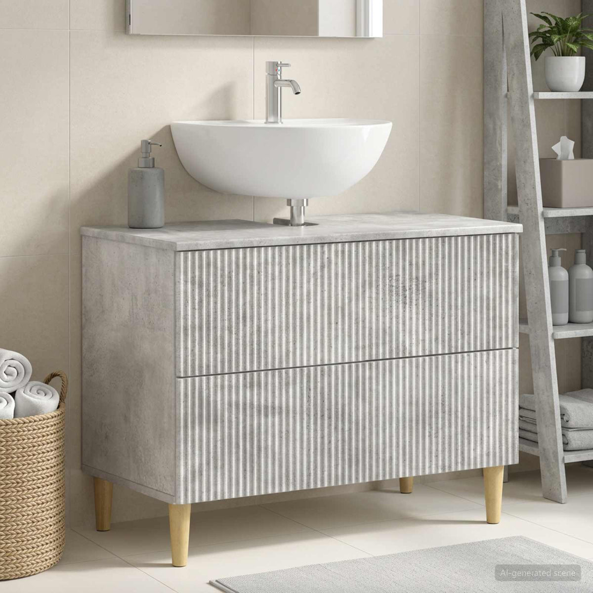 Vidaxl badkamer wastafelkast arnhem betongrijs 82 x 41 x 59 cm