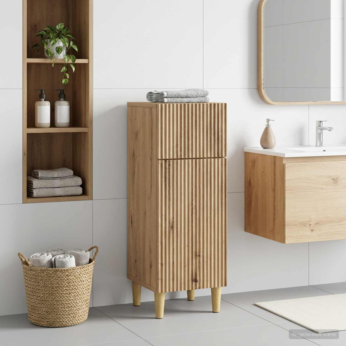 Vidaxl badkamer opbergkast arnhem artisanaal eiken 30 x 31 x 80 cm
