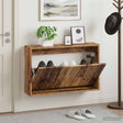 Vidaxl wandgemonteerde schoenkast arnhem 71 x 17 x 43 cm bewerkt hout
