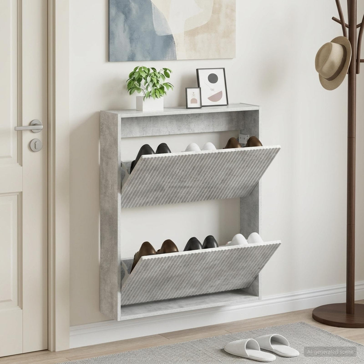 Vidaxl wandgemonteerde schoenkast arnhem 71 x 17 x 86 cm bewerkt hout