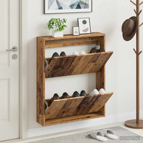 Vidaxl wandgemonteerde schoenkast arnhem 71 x 17 x 86 cm bewerkt hout