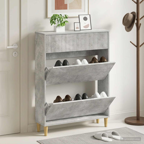 Vidaxl schoenenkast arnhem 78 x 24 x 103 cm bewerkt hout betongrijs