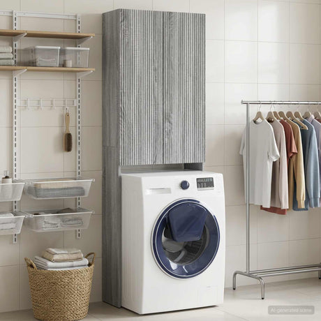 Vidaxl toiletkast arnhem grijs sonoma 66 x 25,5 x 190 cm bewerkt hout
