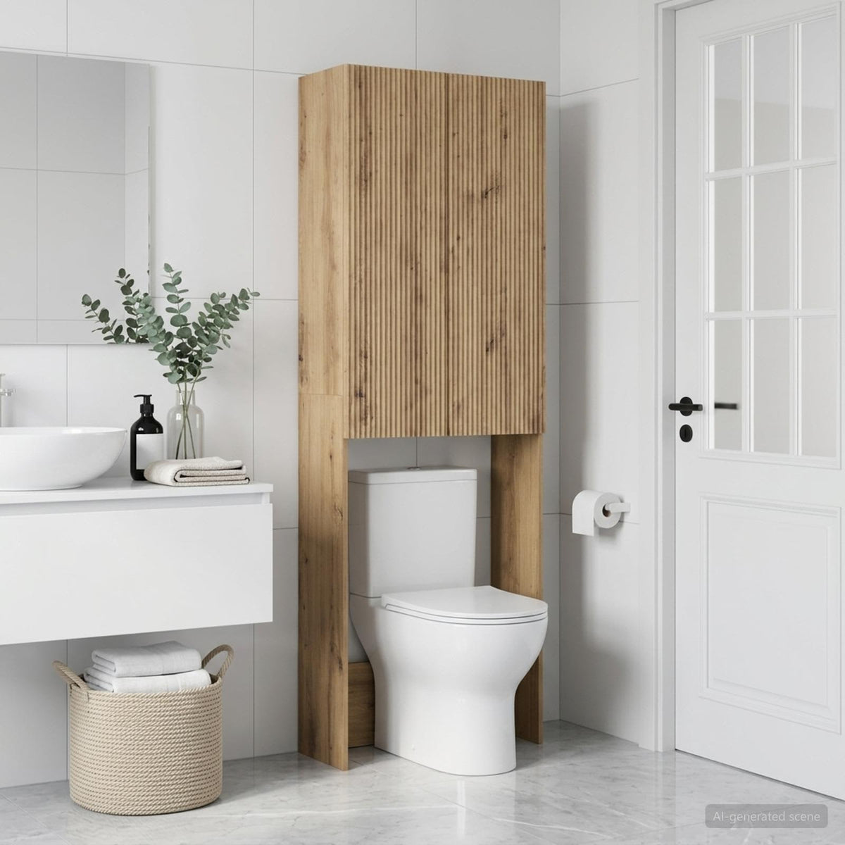 Vidaxl toiletkast arnhem artisanaal eiken 66 x 25,5 x 190 cm