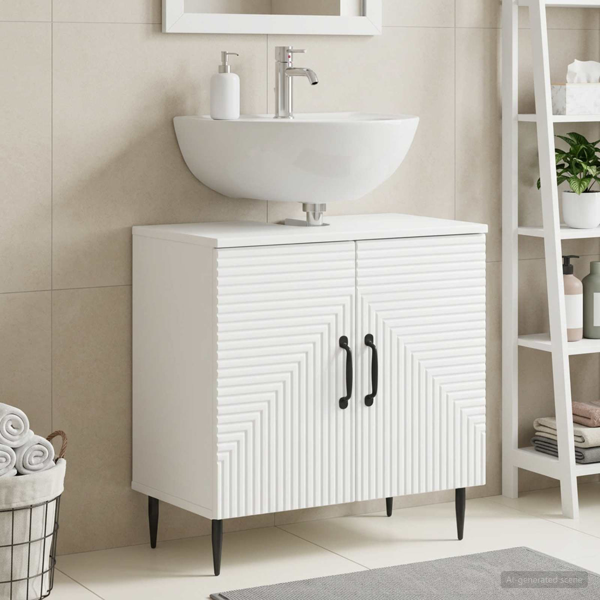 Vidaxl badkamer wastafelkast haarlem wit 59,5 x 31,5 x 59 cm