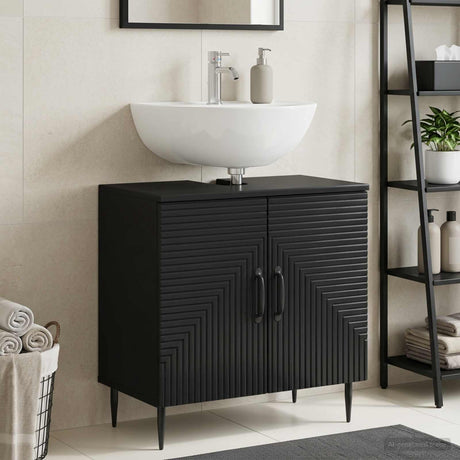 Vidaxl badkamer wastafelkast haarlem zwart 59,5 x 31,5 x 59 cm
