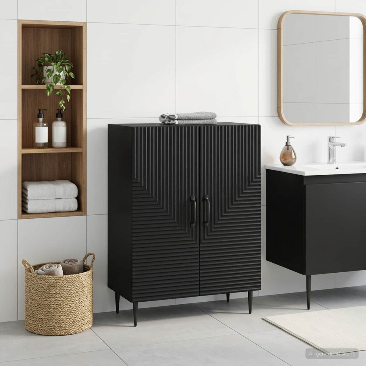 Vidaxl badkamer opbergkast haarlem zwart 59,5 x 31 x 80 cm
