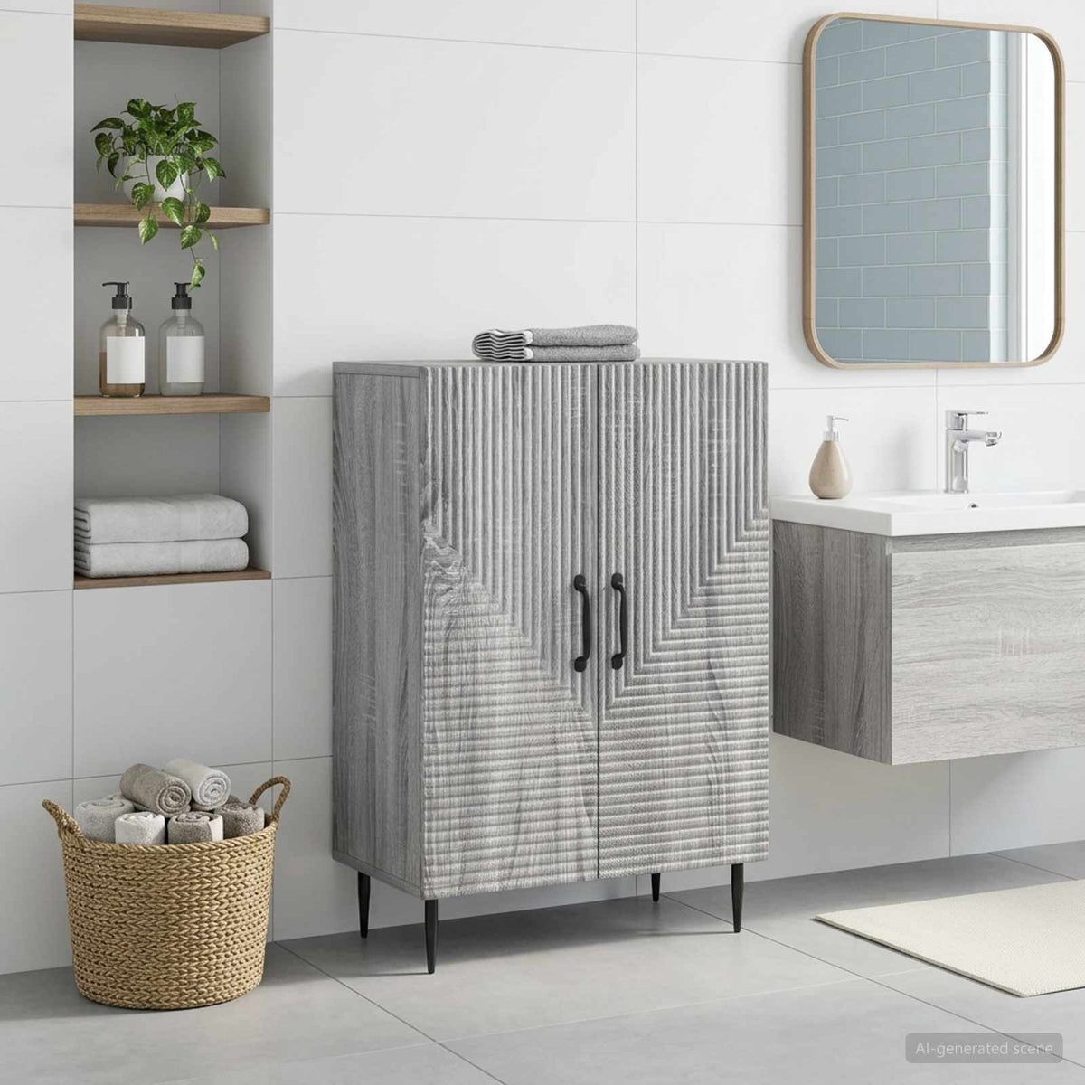 Vidaxl badkamer opbergkast haarlem grijs sonoma 59,5 x 31 x 80 cm