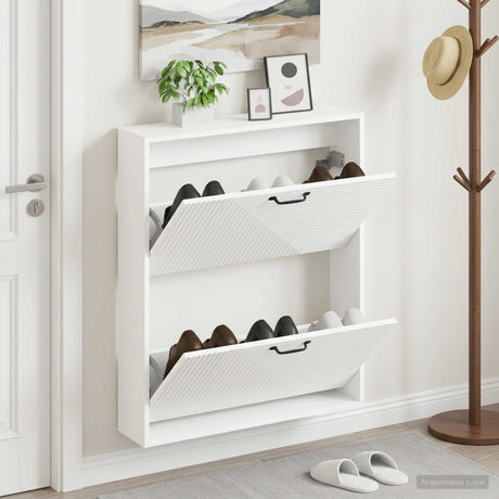 Vidaxl wandgemonteerde schoenkast haarlem 71 x 17 x 86 cm bewerkt hout