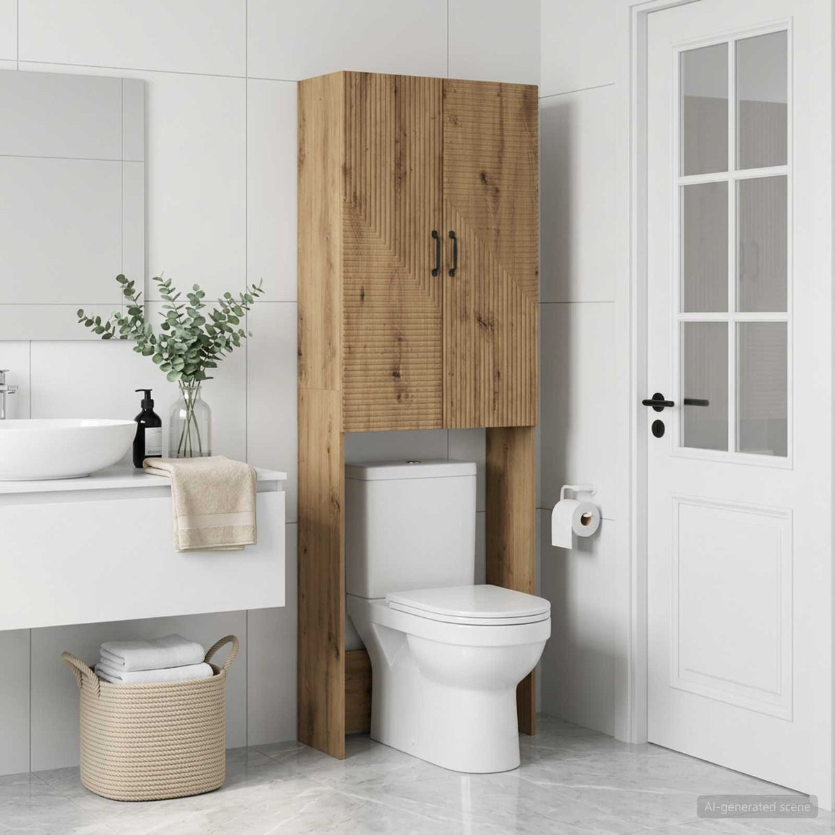 Vidaxl toiletkast haarlem artisanaal eiken 66 x 25,5 x 190 cm
