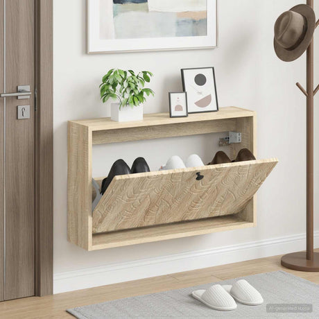 Vidaxl wandgemonteerde schoenkast delft 71 x 17 x 43 cm bewerkt hout