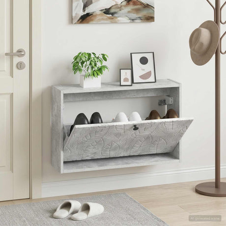 Vidaxl wandgemonteerde schoenkast delft 71 x 17 x 43 cm bewerkt hout