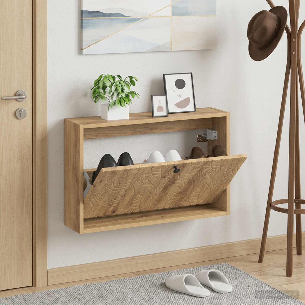 Vidaxl wandgemonteerde schoenkast delft 71 x 17 x 43 cm bewerkt hout