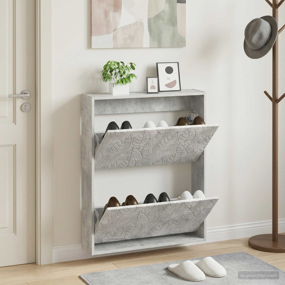 Vidaxl wandgemonteerde schoenkast delft 71 x 17 x 86 cm bewerkt hout