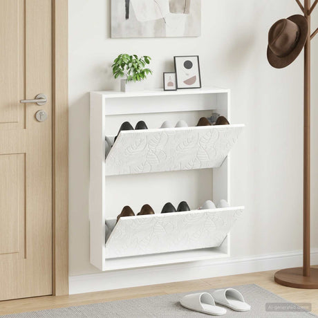 Vidaxl wandgemonteerde schoenkast delft 71 x 17 x 86 cm bewerkt hout