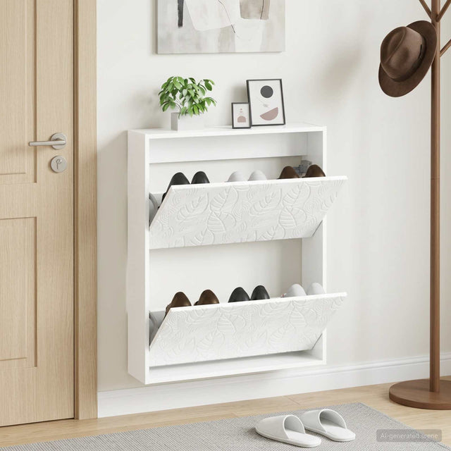 Vidaxl wandgemonteerde schoenkast delft 71 x 17 x 86 cm bewerkt hout
