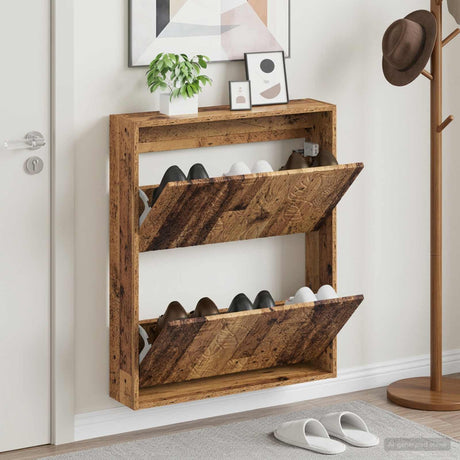 Vidaxl wandgemonteerde schoenkast delft 71 x 17 x 86 cm bewerkt hout