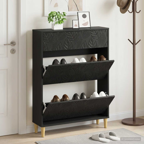 Vidaxl schoenenkast delft 78 x 24 x 103 cm bewerkt hout zwart