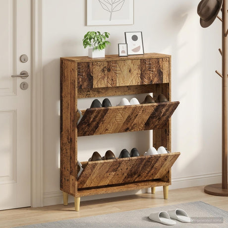Vidaxl schoenenkast delft 78 x 24 x 103 cm bewerkt hout oud hout