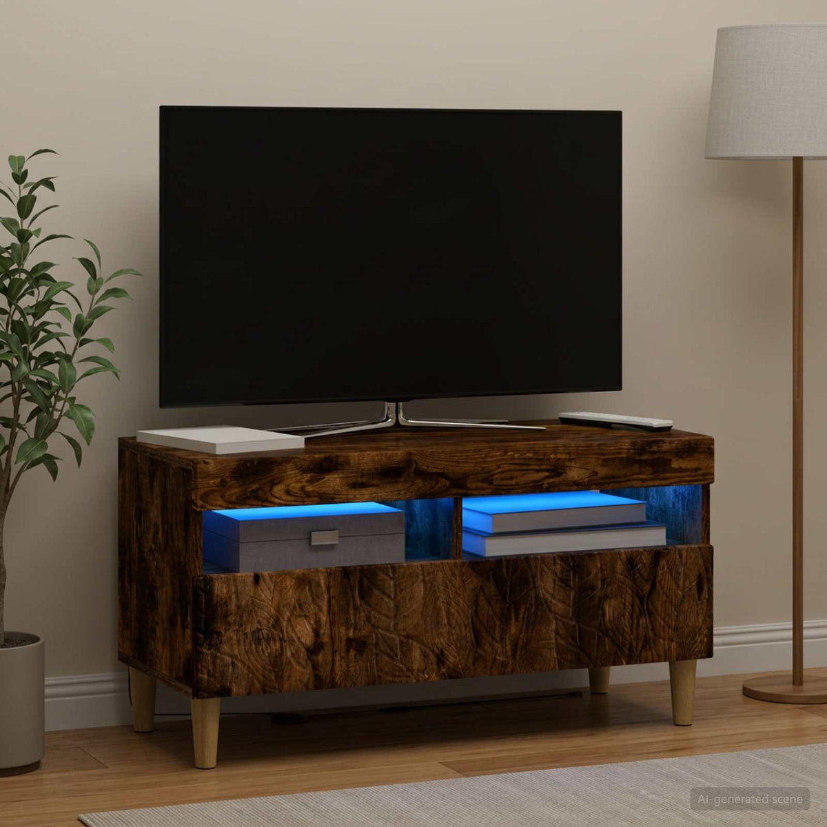 Vidaxl led tv-meubel gerookt eiken bewerkt hout