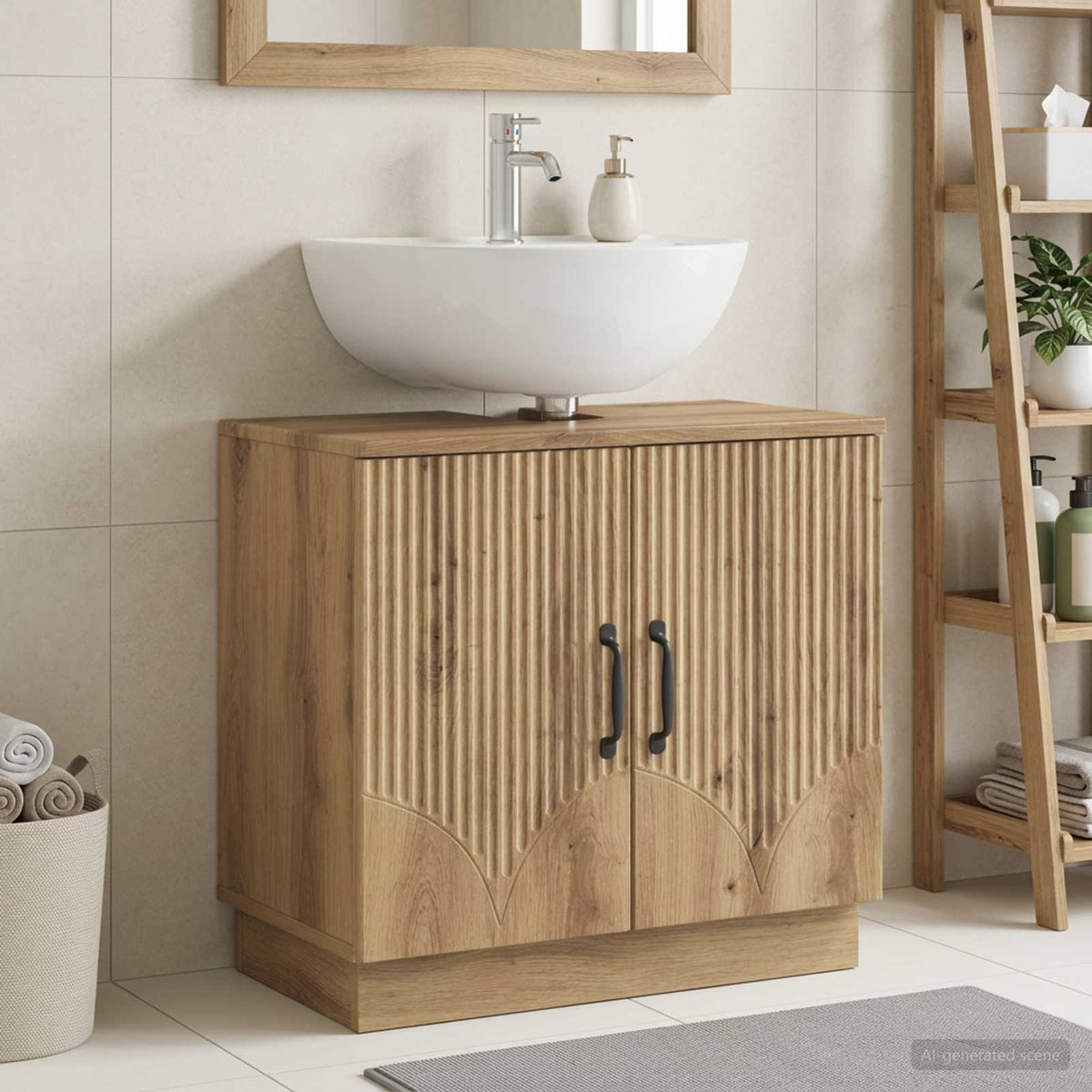 Vidaxl badkamer wastafelkast hoorn artisanaal eiken