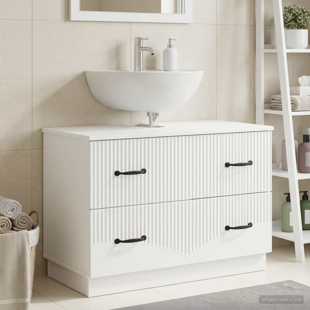 Vidaxl badkamer wastafelkast hoorn wit 82 x 41 x 56 cm bewerkt hout